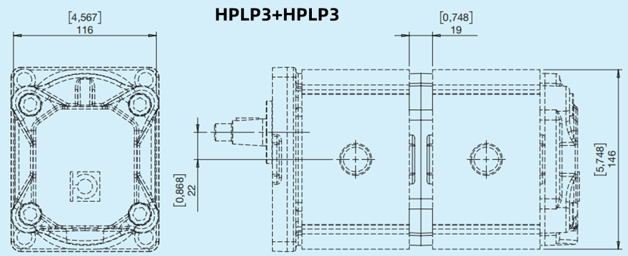 Bondioli＆Pavesi邦贝HPLP3+HPLP3多级齿轮泵尺寸