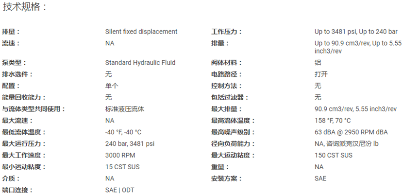 派克PGP523H齿轮泵参数