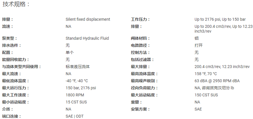 派克PGP529H系列齿轮泵技术规格