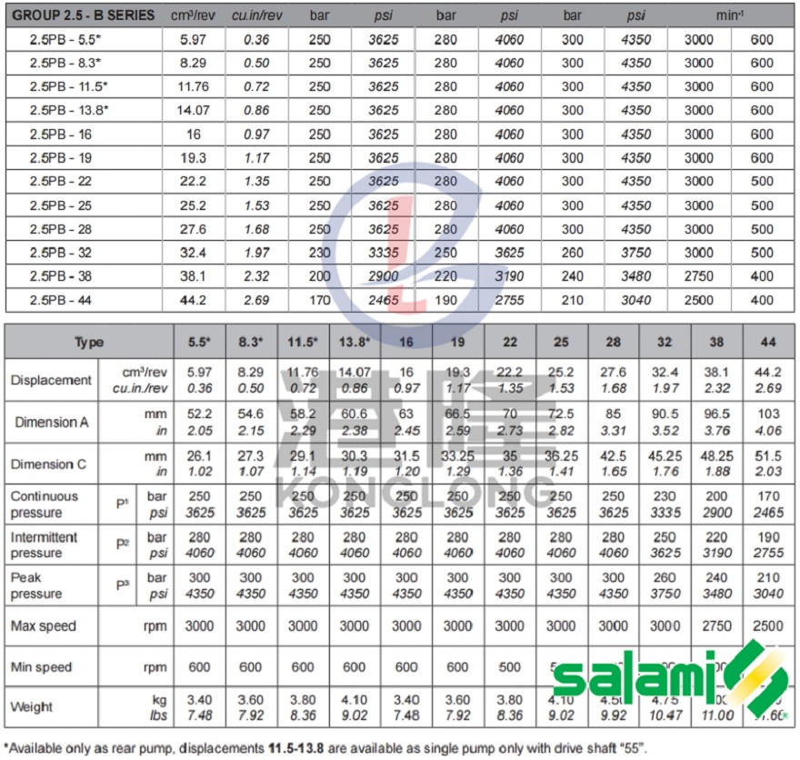 SALAMI齿轮泵2.5PB系列