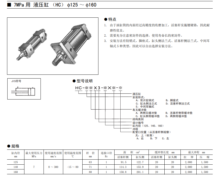 丰兴HC系列液压缸