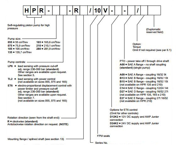 迪普马HPR柱塞泵参数